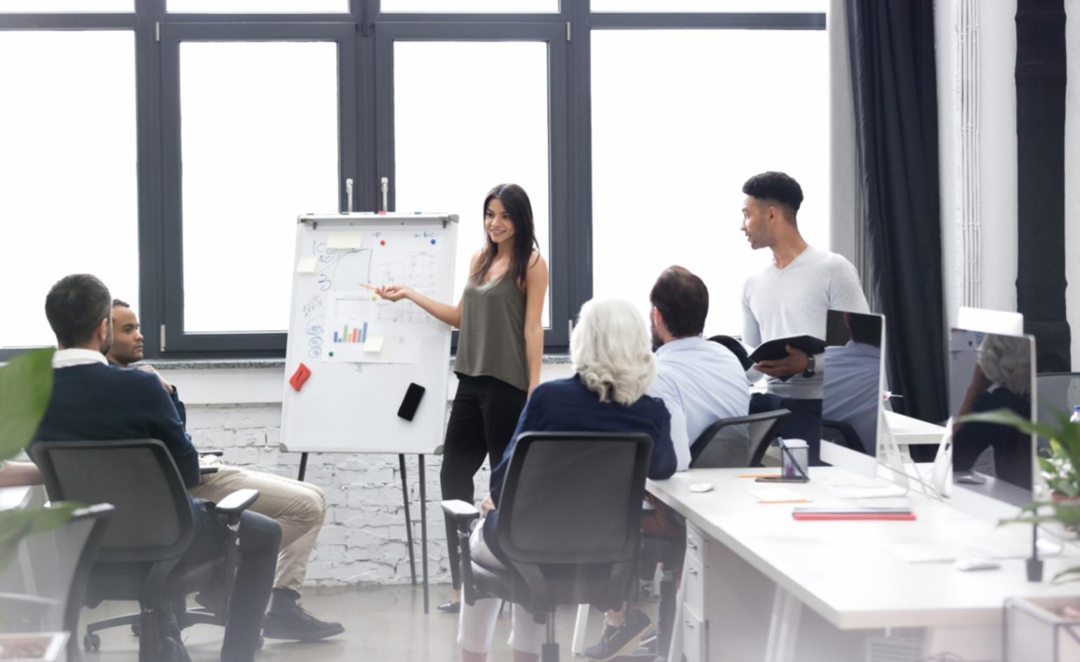 Professional consultation environment with charts and financial projections